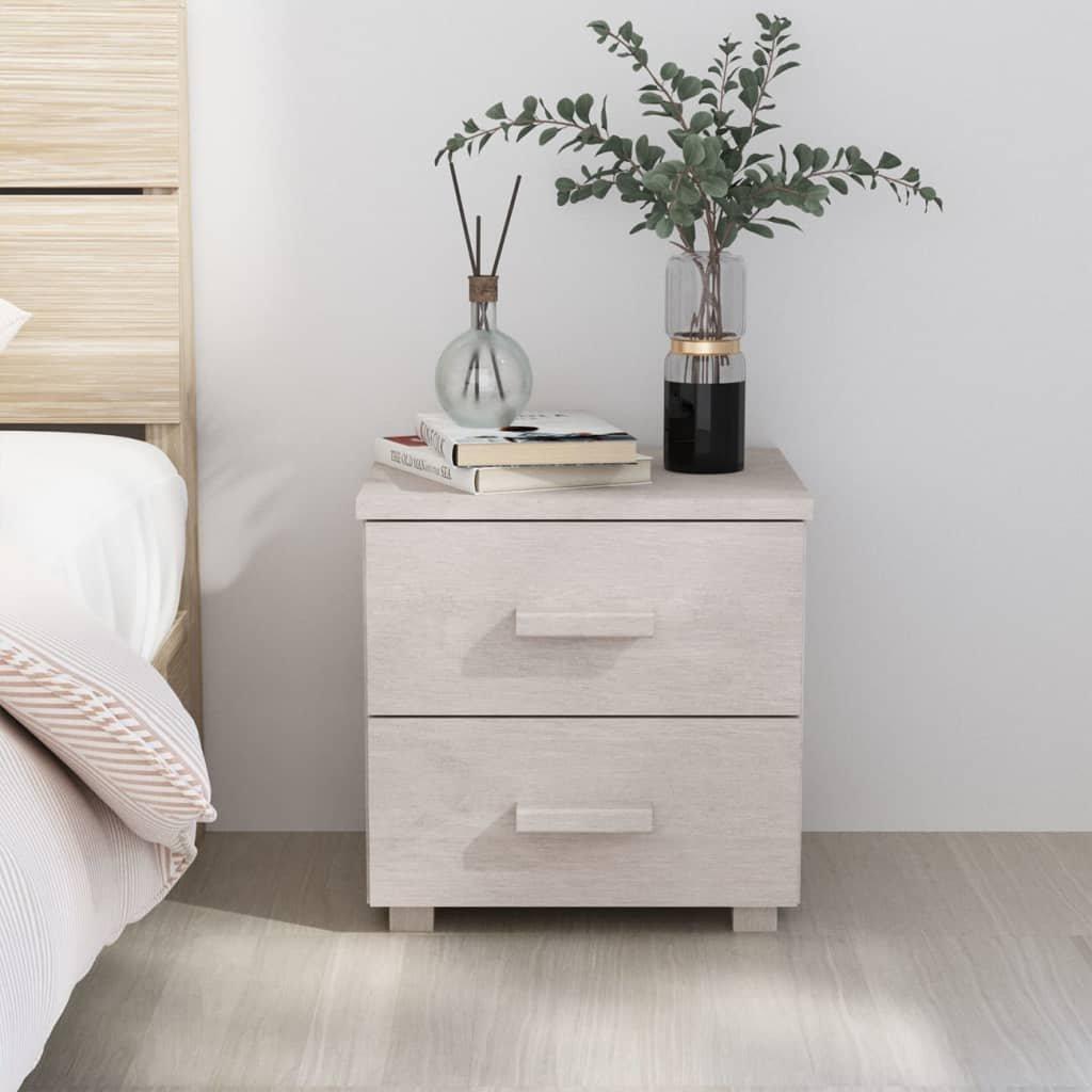 Bedside Cabinet HAMAR White 40x35x44.5 cm Solid Pinewood