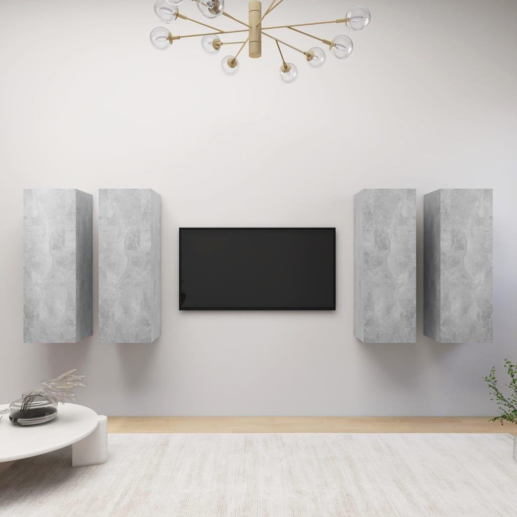 TV Cabinets 4 pcs Concrete Grey 30.5x30x90 cm Engineered Wood