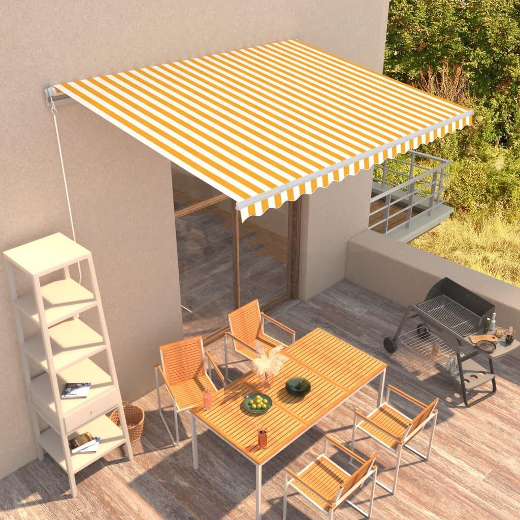 Manual Retractable Awning 400x300 cm Yellow and White