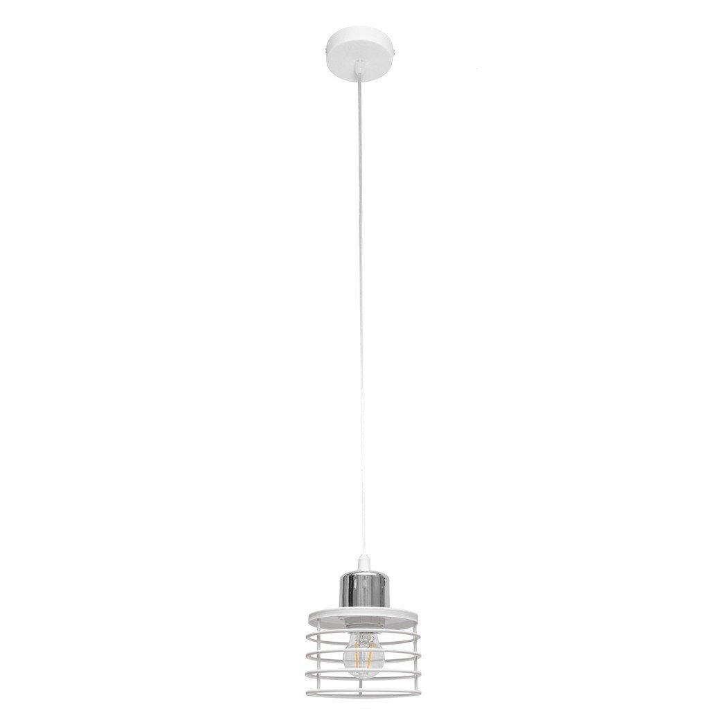 Edison Slim Pendant Ceiling Light White Chrome 12cm