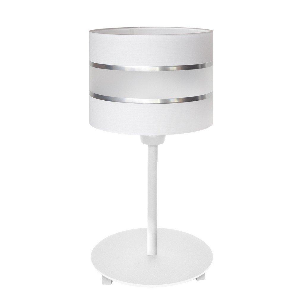 Helen Table Lamp With Round Shade White Silver 20cm