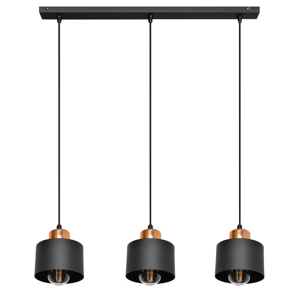 Edison Straight Bar Pendant Ceiling Light Black Copper 12cm