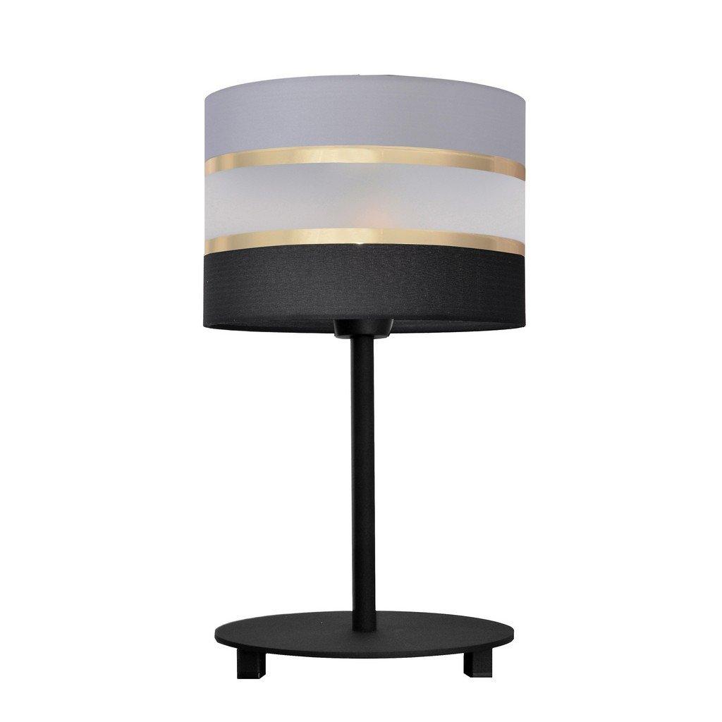 Helen Table Lamp With Round Shade Black Gold Grey 20cm