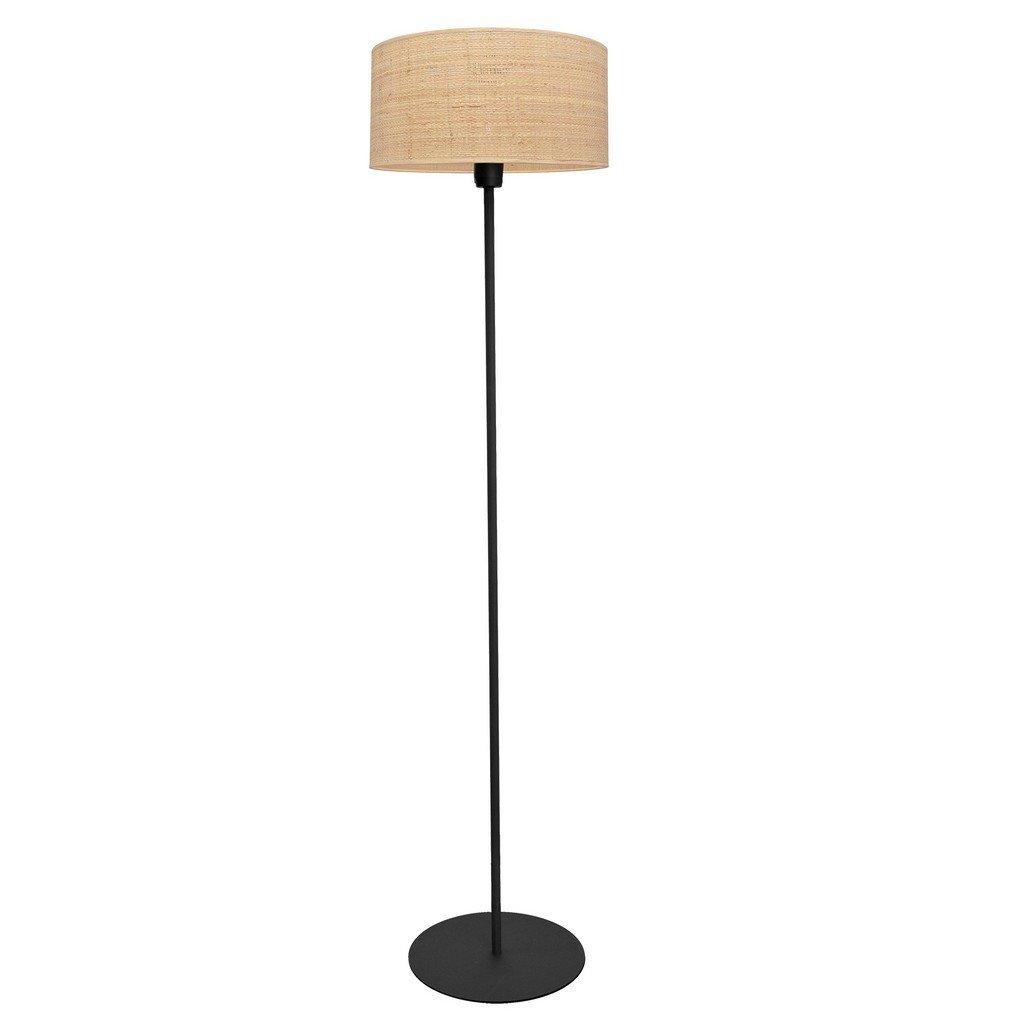 Abba Floor Lamp With Shade Natural Rattan Black 40cm