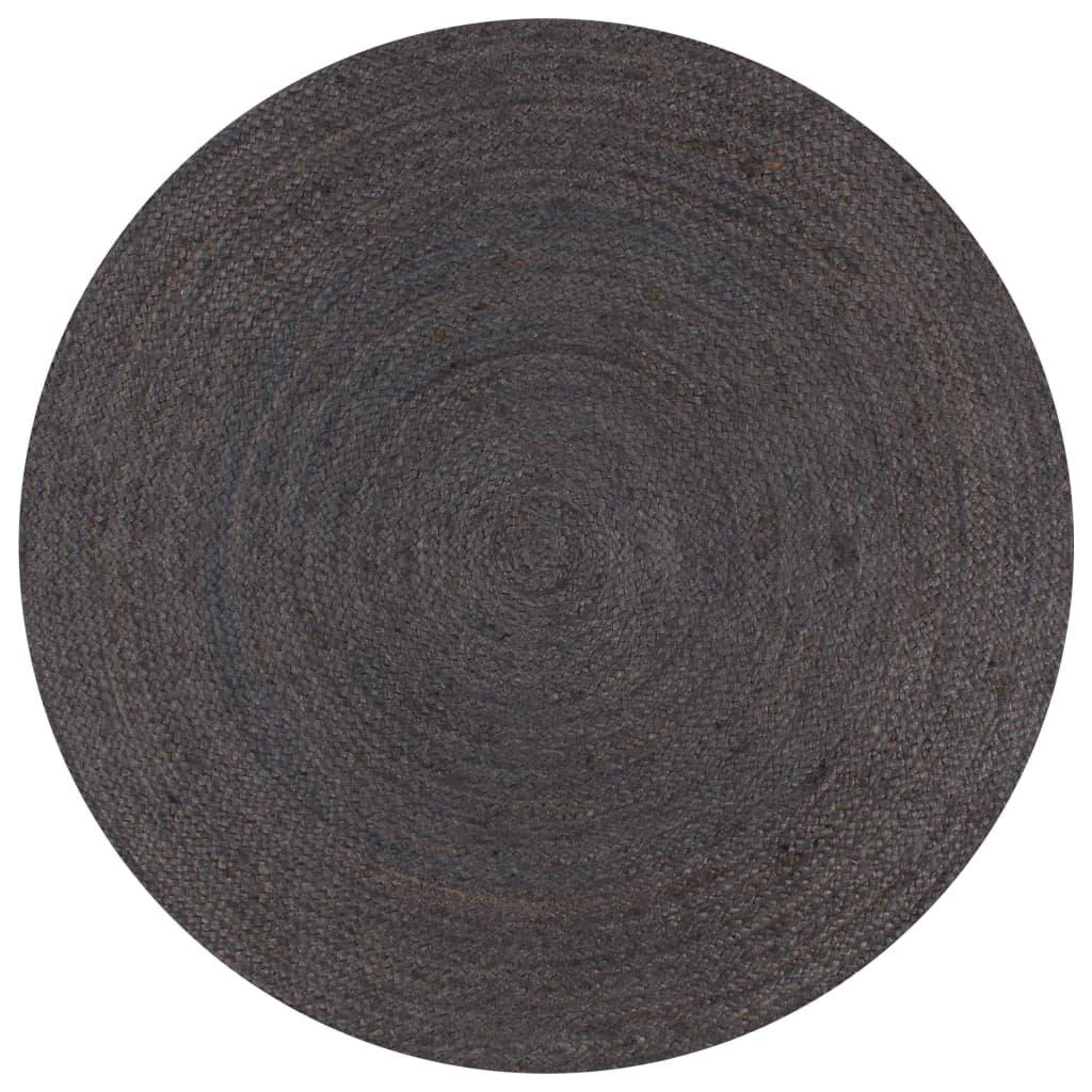 Handmade Rug Jute Round 120 cm Dark Grey