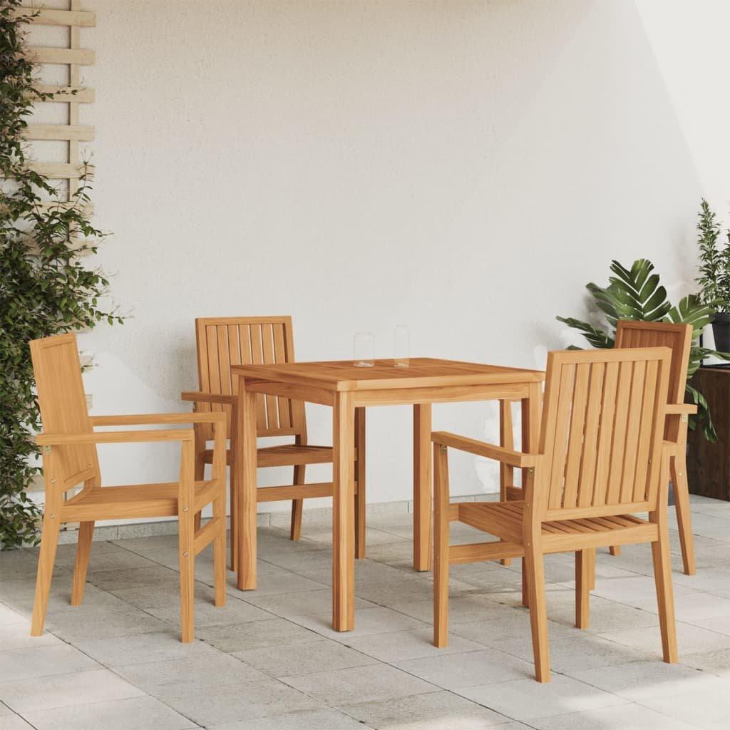 Stackable Garden Chairs 4 pcs 56.5x57.5x91 cm Solid Wood Teak