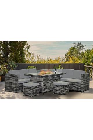 Product 8-Seater Garden Rattan Sofa Set, PE Rattan Garden Furniture Set with Coffee Table, Anti-UV Cushions for Indoor Outdoor Grey