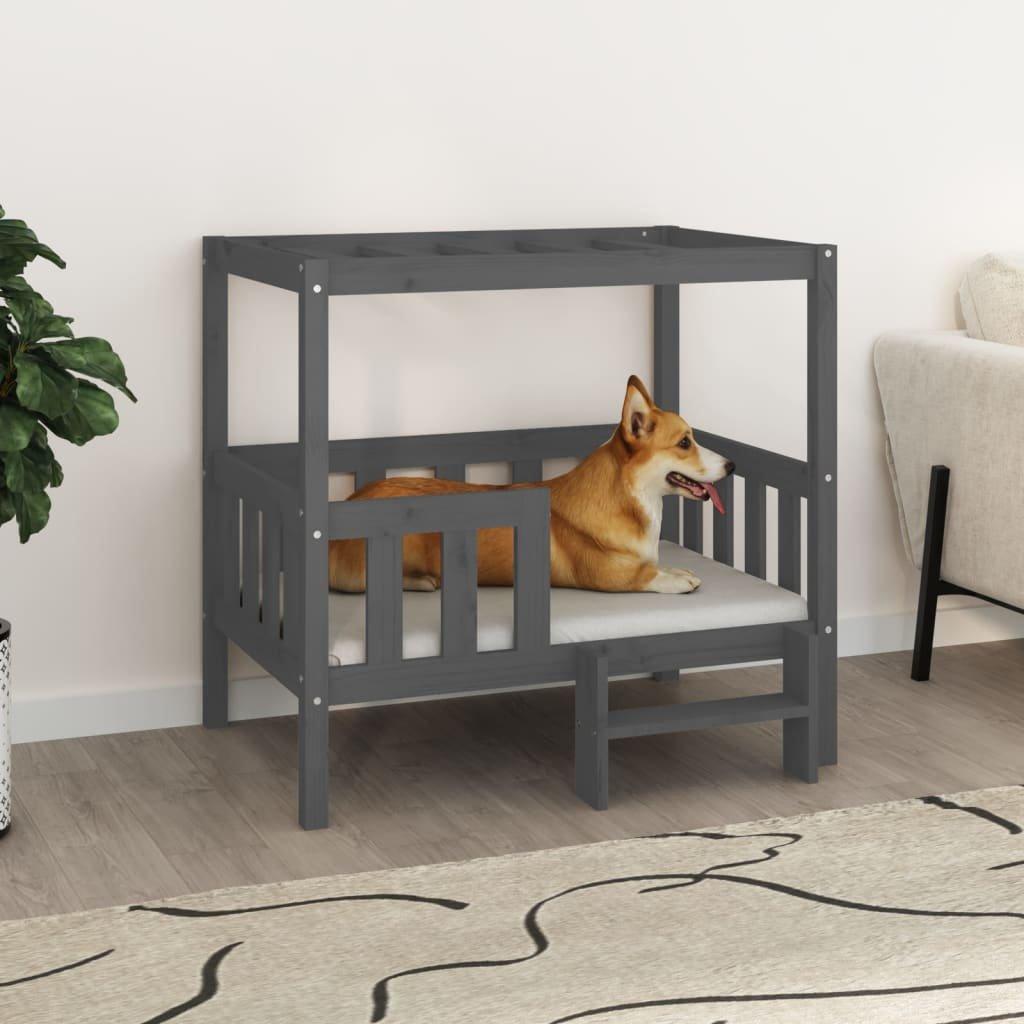 Dog Bed Grey 95.5x73.5x90 cm Solid Wood Pine