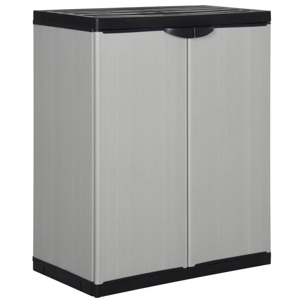 Garden Storage Cabinet with 1 Shelf Grey and Black 68x40x85 cm