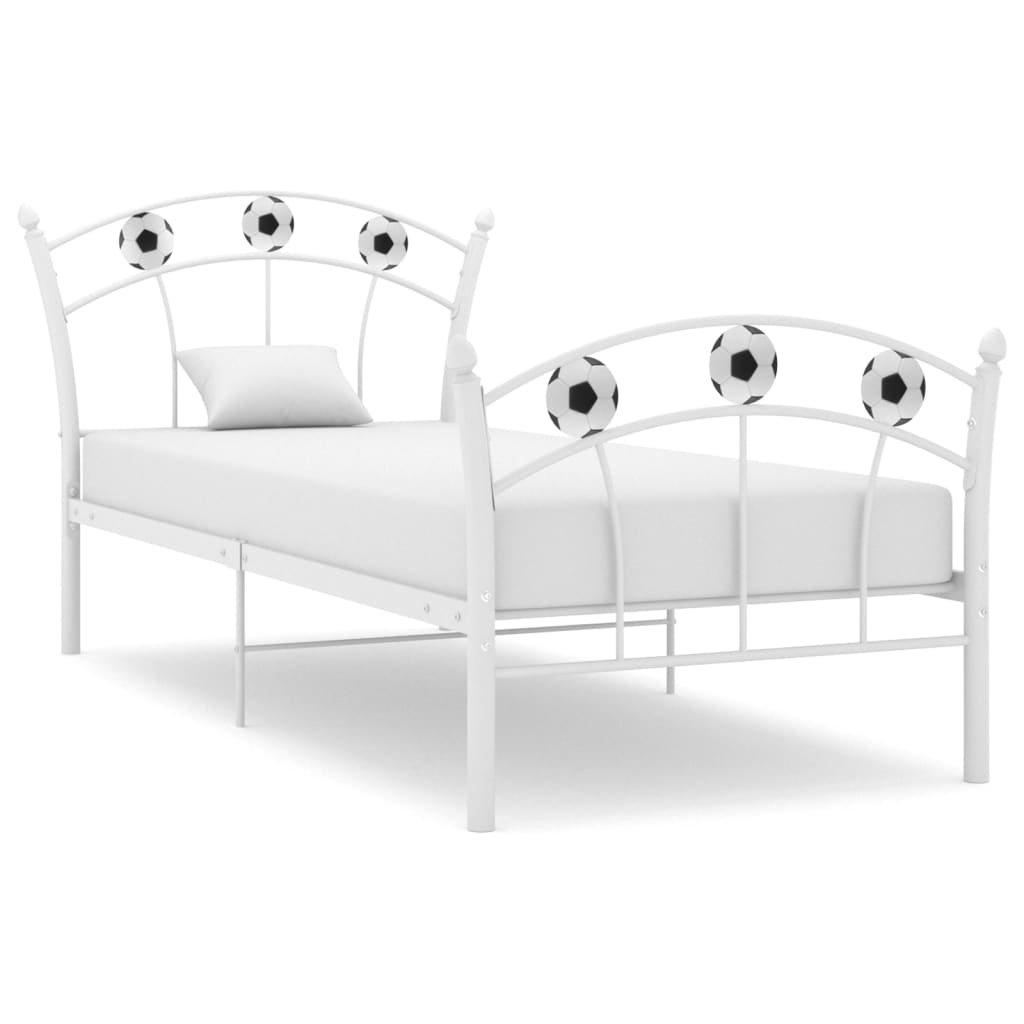 Bed Frame with Football Design White Metal 90x200 cm