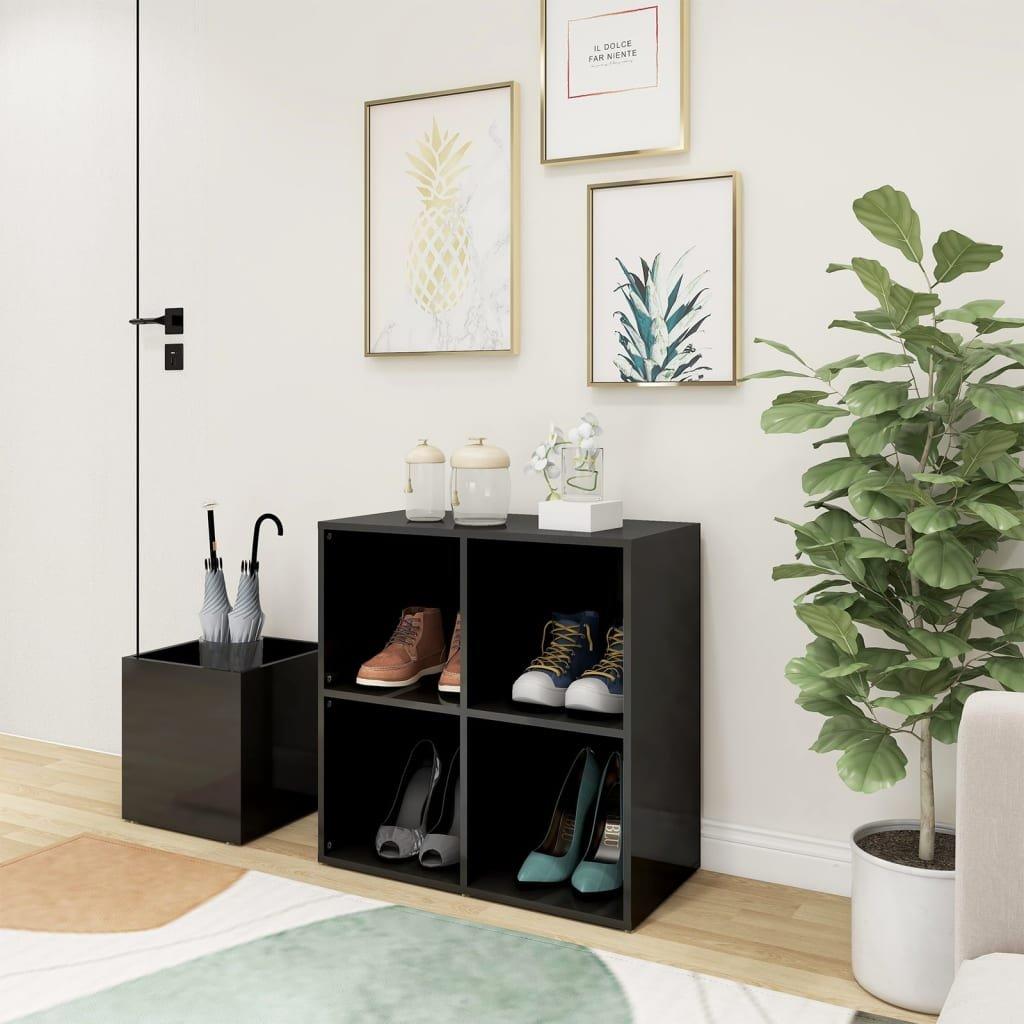Hall Shoe Cabinet High Gloss Grey 105x35.5x70 cm Engineered Wood