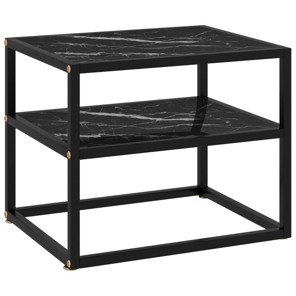 Console Table Black 50x40x40 cm Tempered Glass