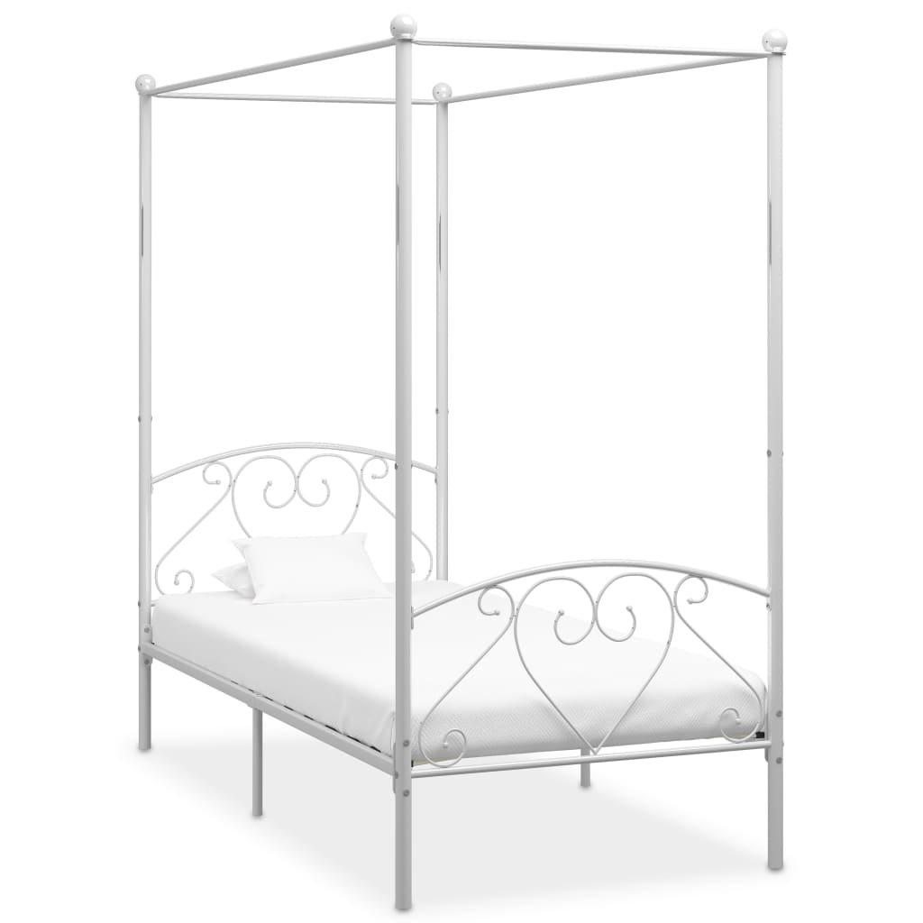 Canopy Bed Frame White Metal 120x200 cm