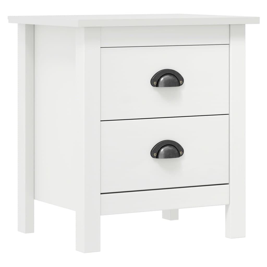 Bedside Cabinet Hill White 46x35x49.5 cm Solid Pine Wood