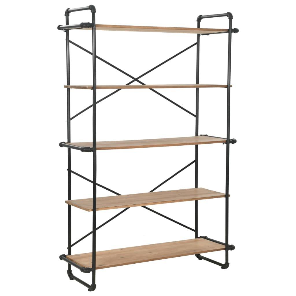 Bookcase Solid Firwood and Steel 120x42x180 cm