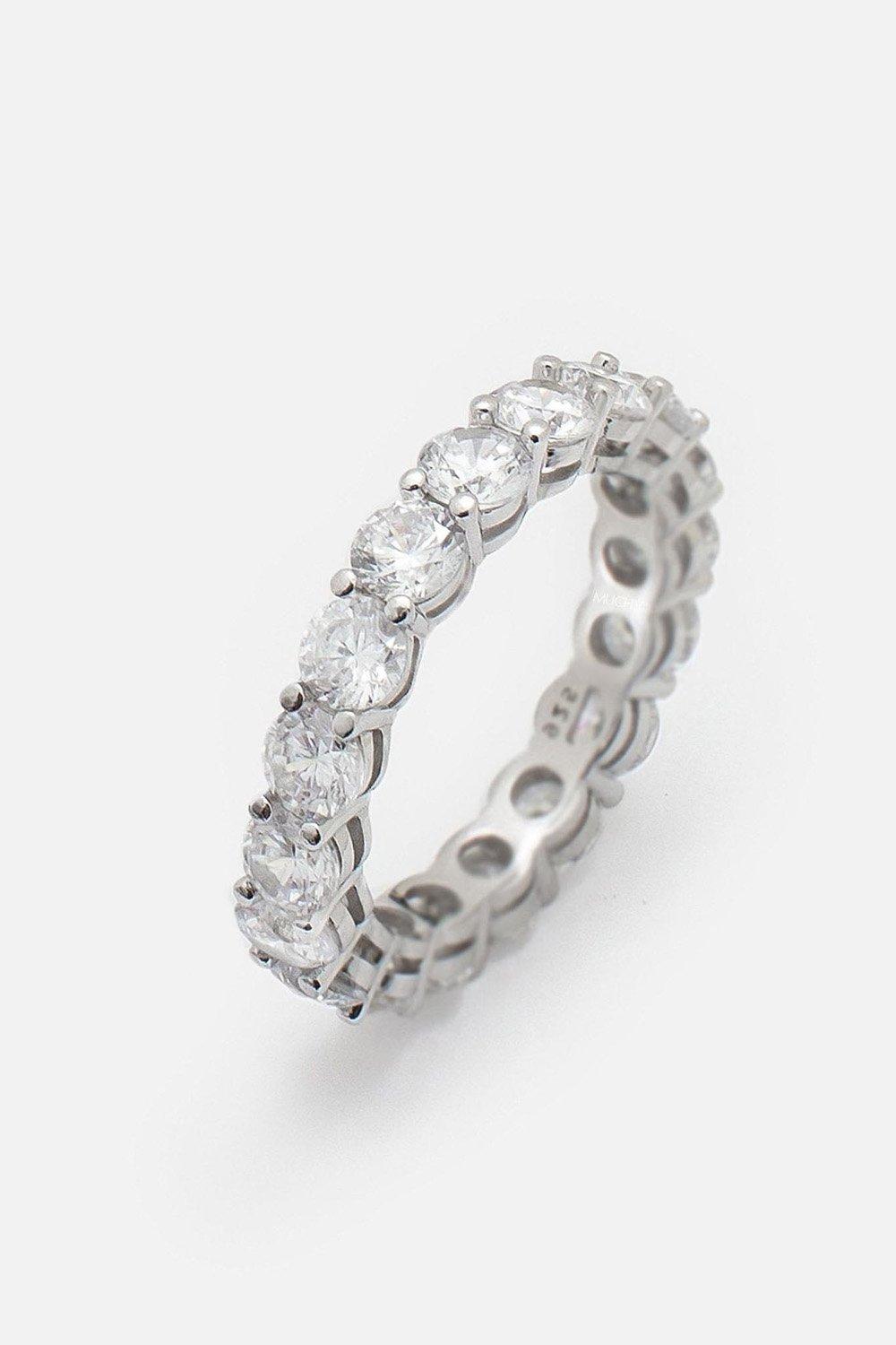 Silver Stacking Ring With Round Cubic Zirconia Stones