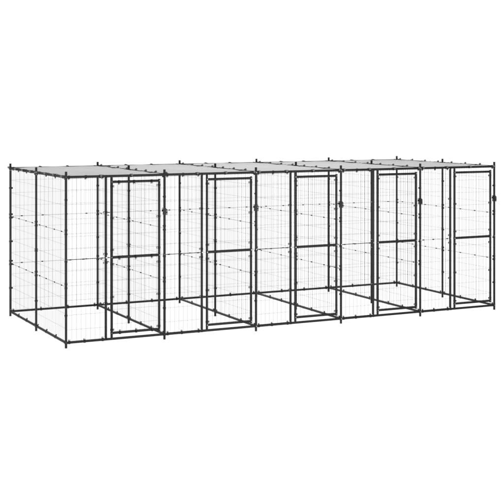 Outdoor Dog Kennel Steel with Roof 12.1 mA2