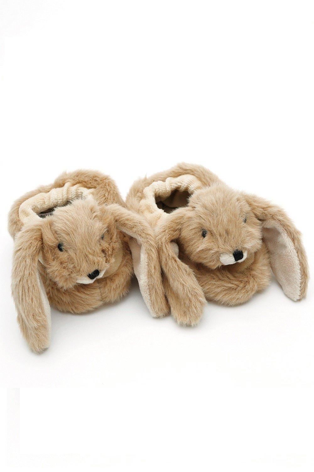Bunny Baby Slippers Brown 0-6 months