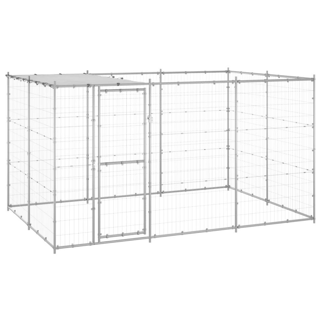 Outdoor Dog Kennel Galvanised Steel with Roof 7.26 mA2