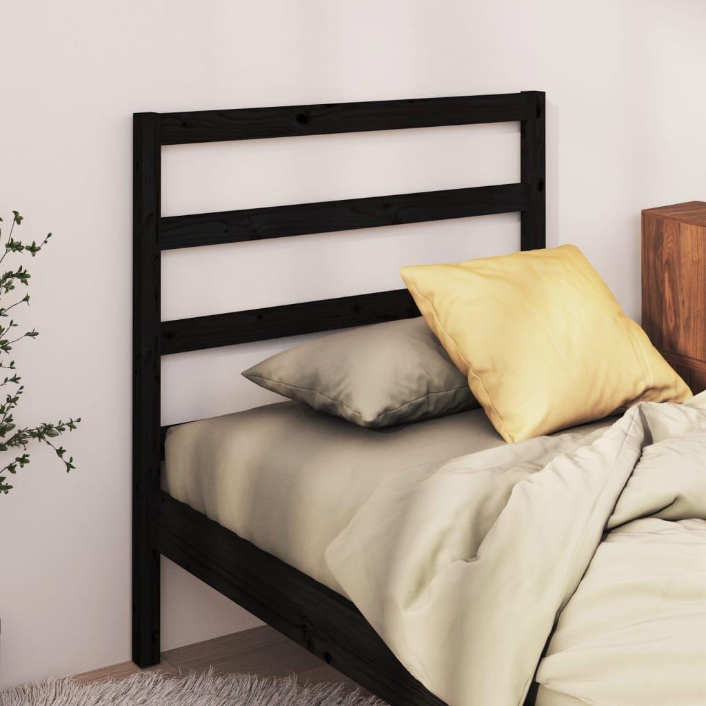 Bed Headboard Black 106x4x100 cm Solid Wood Pine