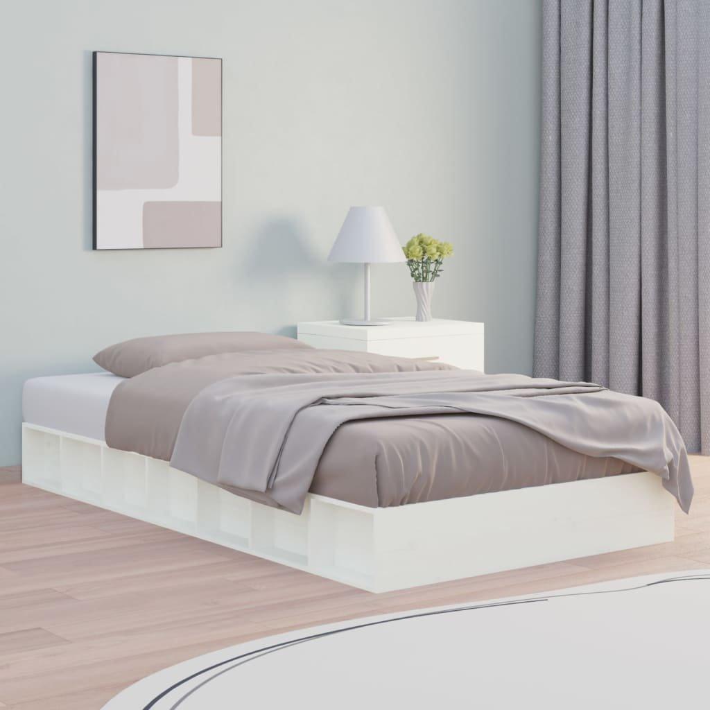 Bed Frame White 140x190 cm Solid Wood