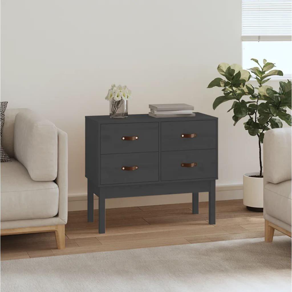 Console Cabinet Grey 90x40x78 cm Solid Wood Pine