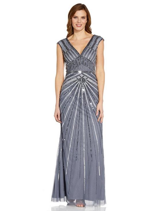 Adrianna Papell Bead Mesh Gown 1