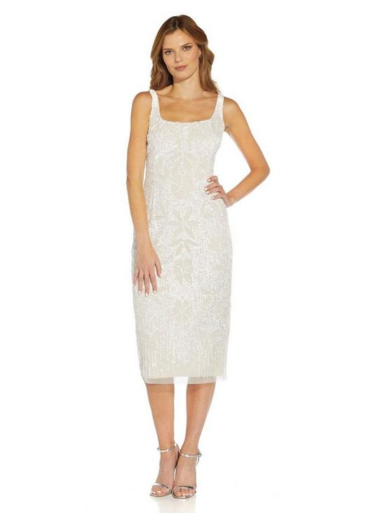 Adrianna Papell Beaded Square Neck Cocktail 1