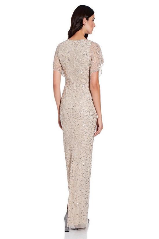 Adrianna Papell Beaded Flutter Sleeve Gown 3