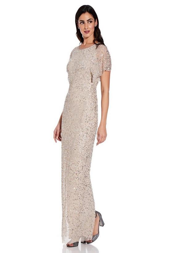 Adrianna Papell Beaded Flutter Sleeve Gown 4