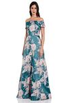 Adrianna Papell Off Shoulder Jacquard Gown thumbnail 1