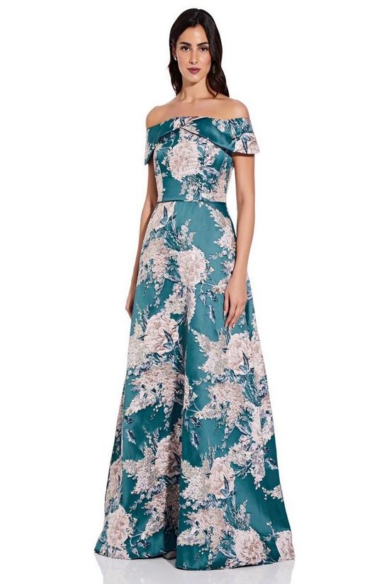 Adrianna Papell Off Shoulder Jacquard Gown 1