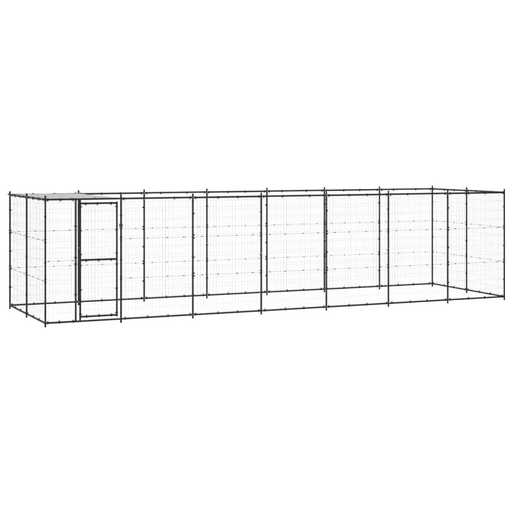 Outdoor Dog Kennel Steel with Roof 16.94 mA2