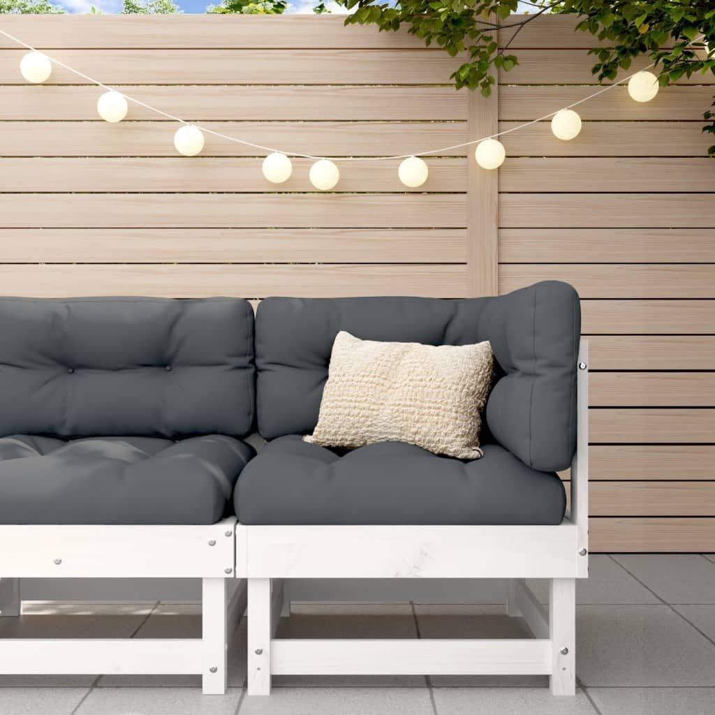 Corner Sofa with Cushions White Solid Wood Pine