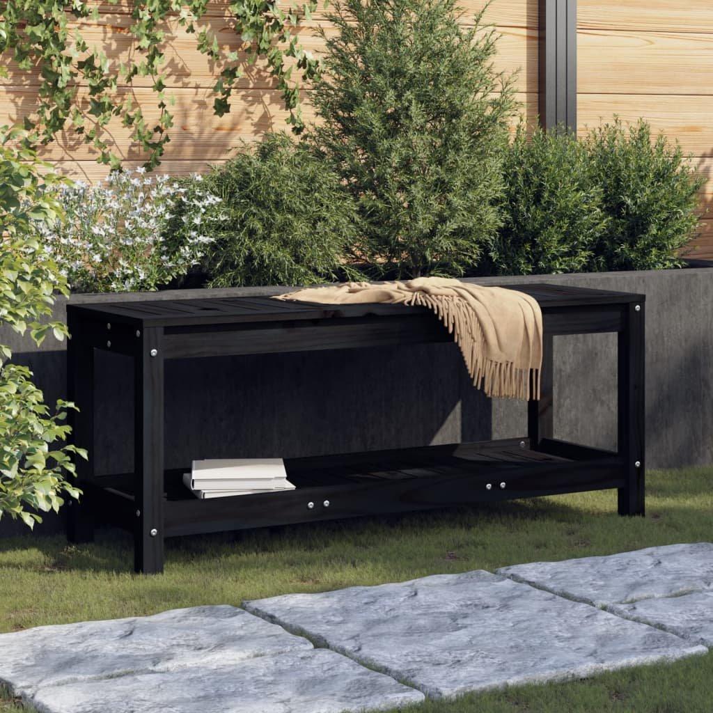 Garden Bench Black 108x35x45 cm Solid Wood Pine