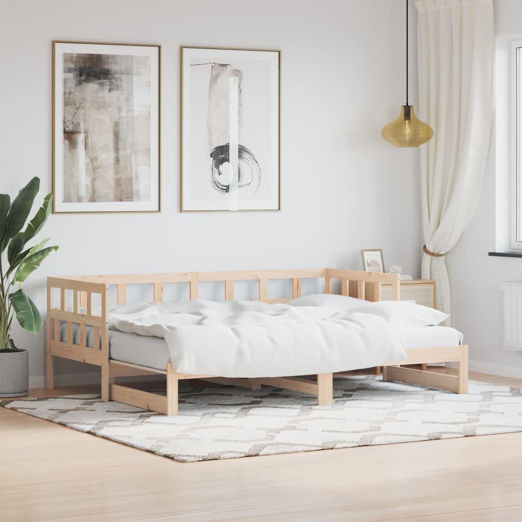 Daybed with Trundle 90x200 cm Solid Wood Pine
