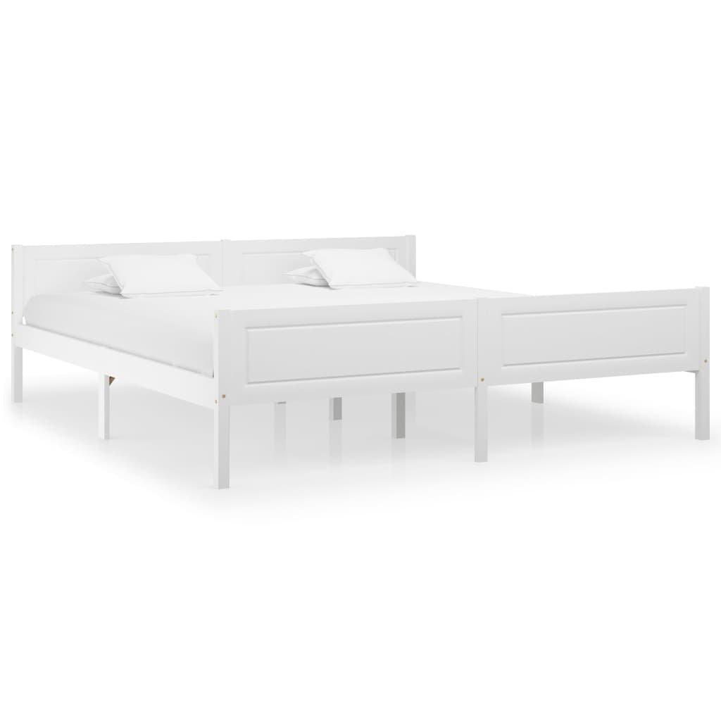 Bed Frame Solid Pinewood White 180x200 cm Super King