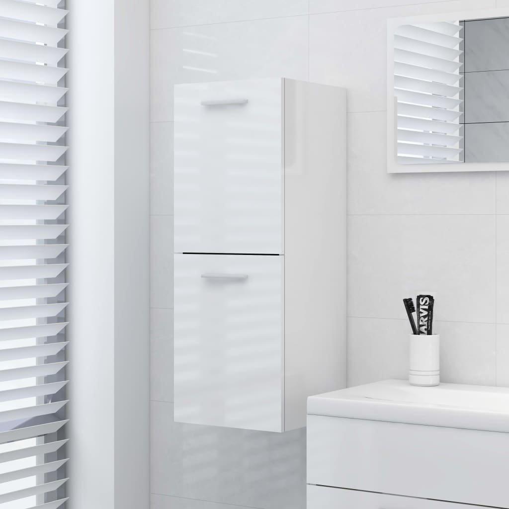 Bathroom Cabinet High Gloss White 30x30x80 cm Engineered Wood