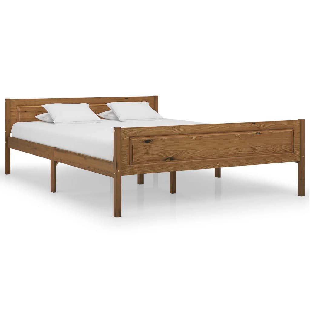 Bed Frame Solid Pinewood Honey Brown 120x200 cm