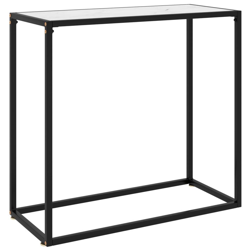Console Table White 80x35x75 cm Tempered Glass