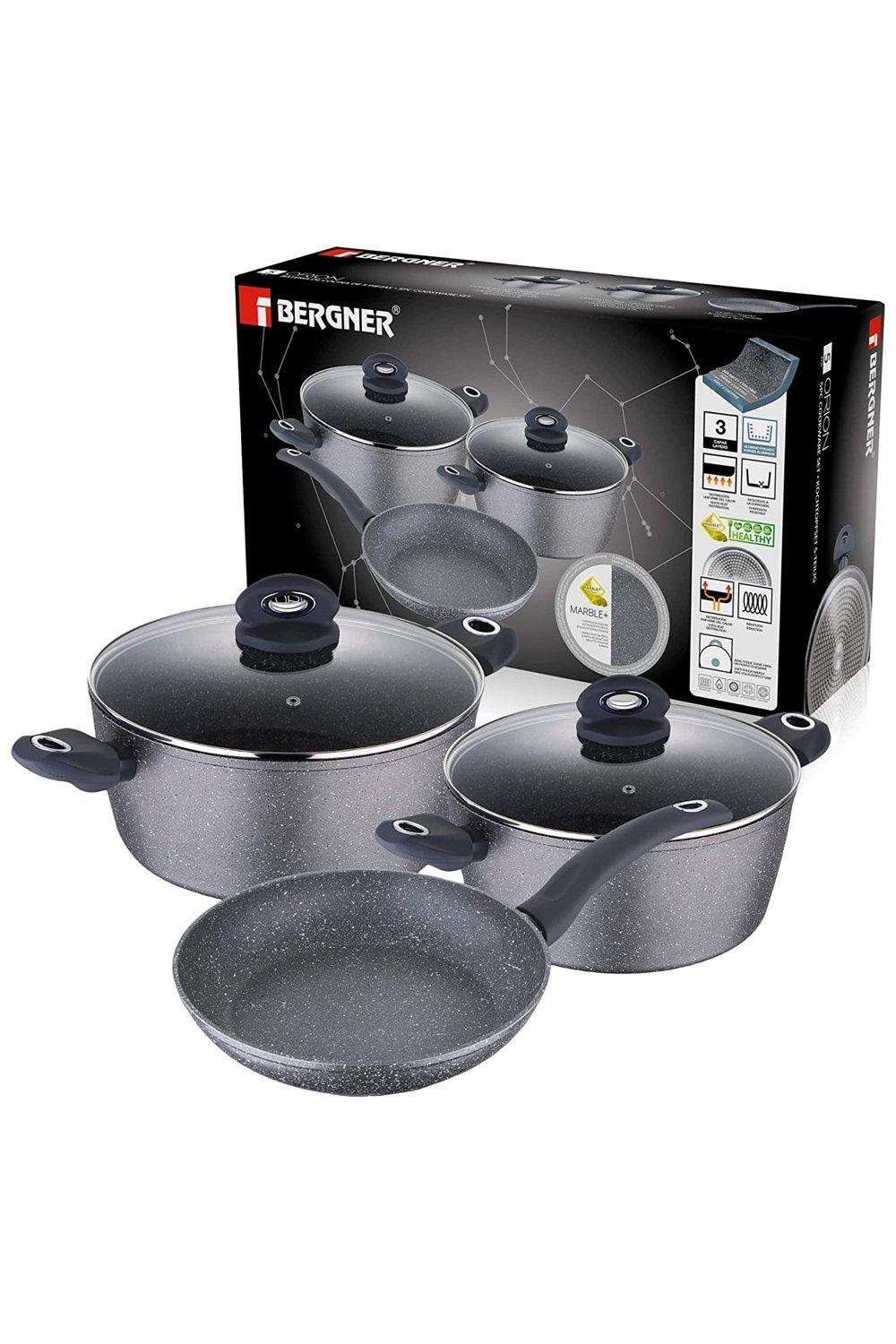 Orion Set of 5 Forged Aluminium Induction Non-stick Cookware Black