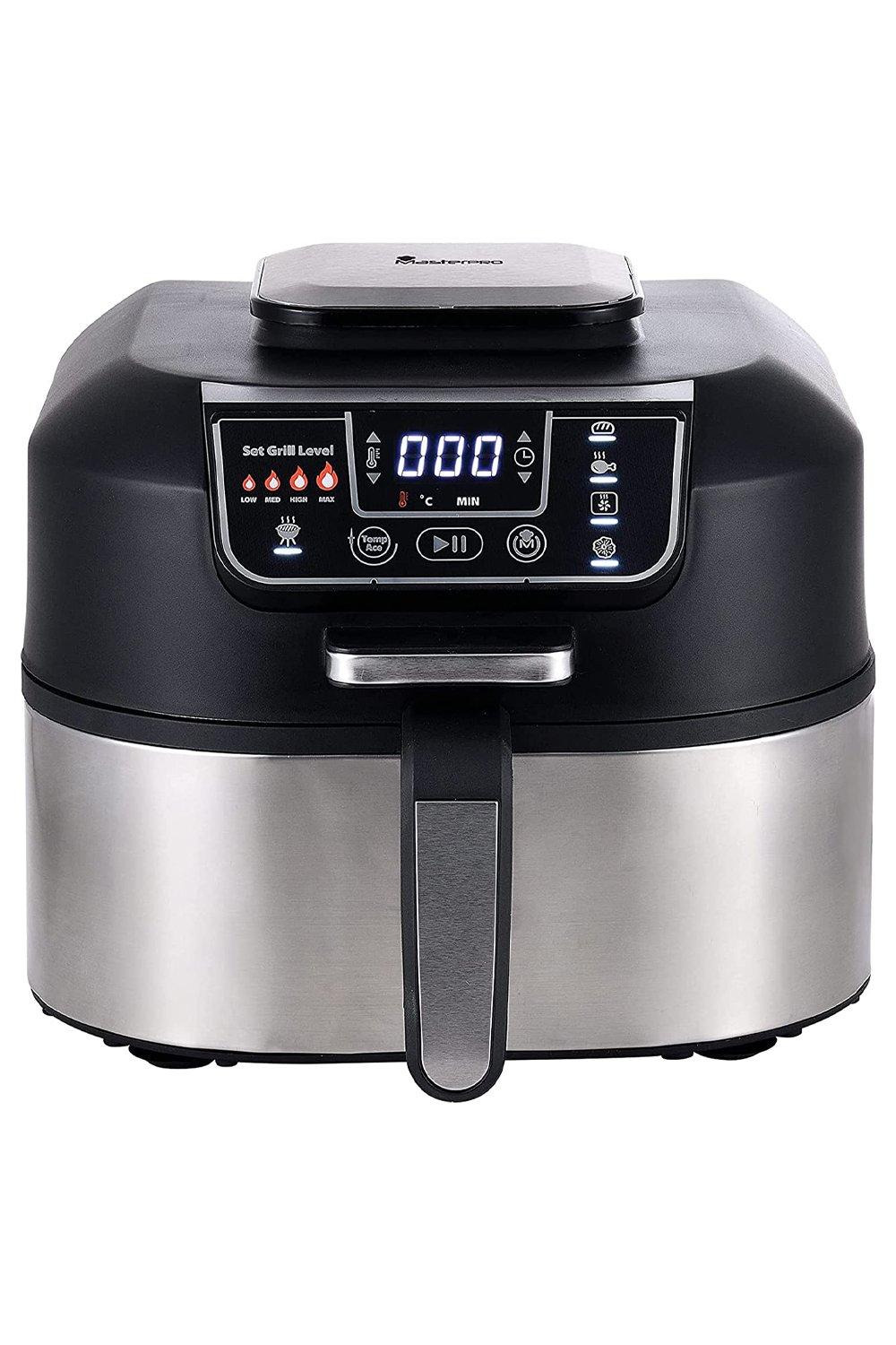Smokeless Grill with Oil-Free Fryer Function 5.6 Litre Silver/Black