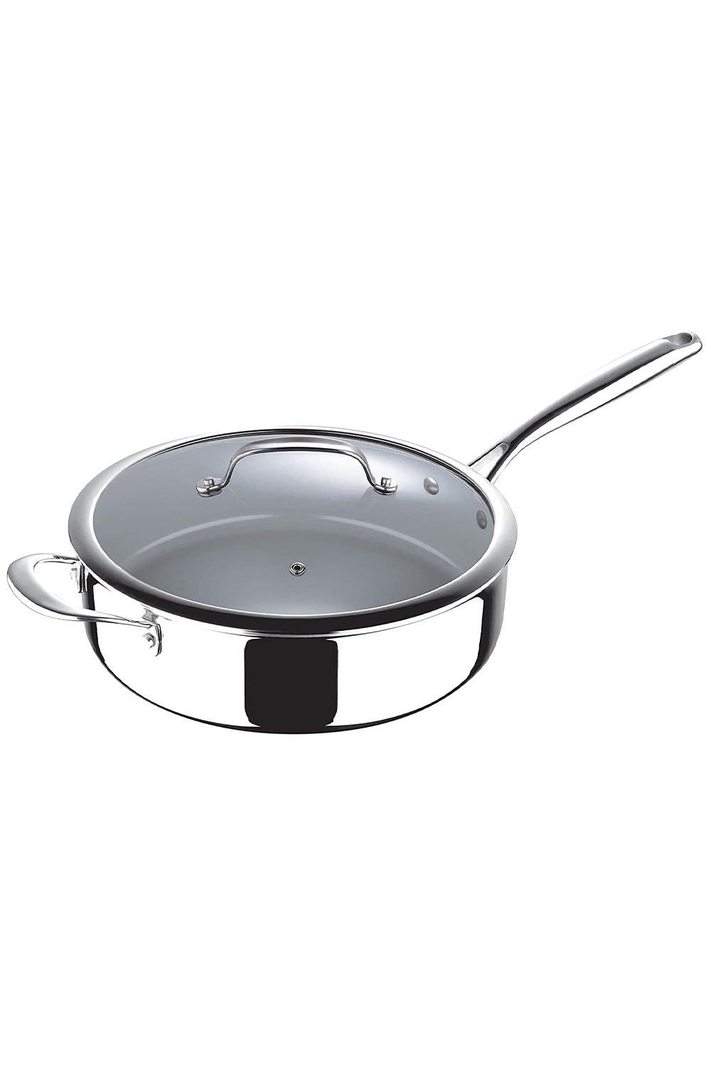 Argent 3 Stainless Steel Non-stick Saute Pan with Glass Lid 28cm Silver