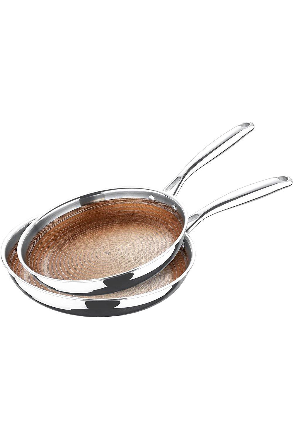giro set of 2 stainless steel non-stick frying pan 20cm/26cm silver/bronze