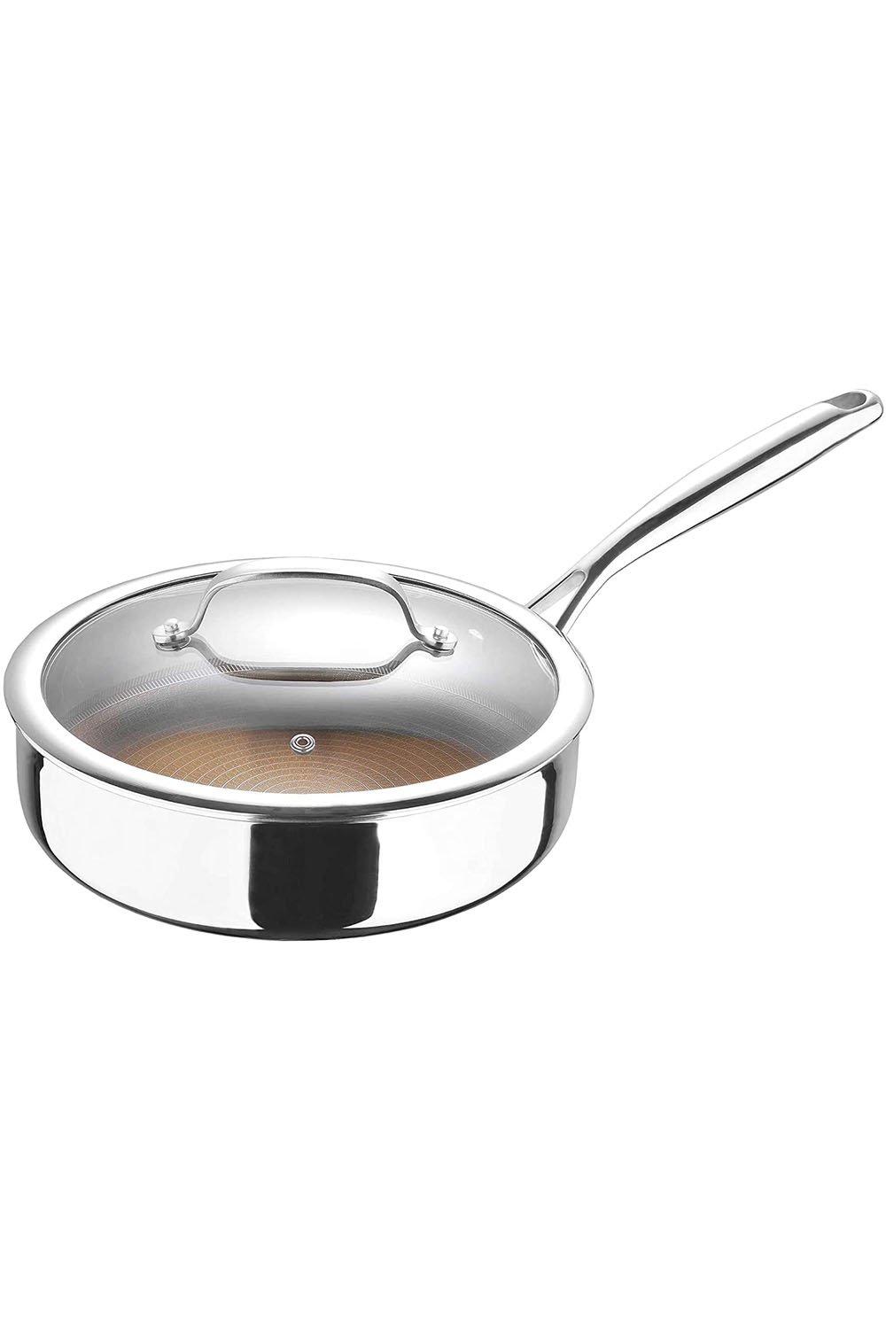 giro aluminium & stainless steel sauté pan non-stick with glass lid 2.8l silver