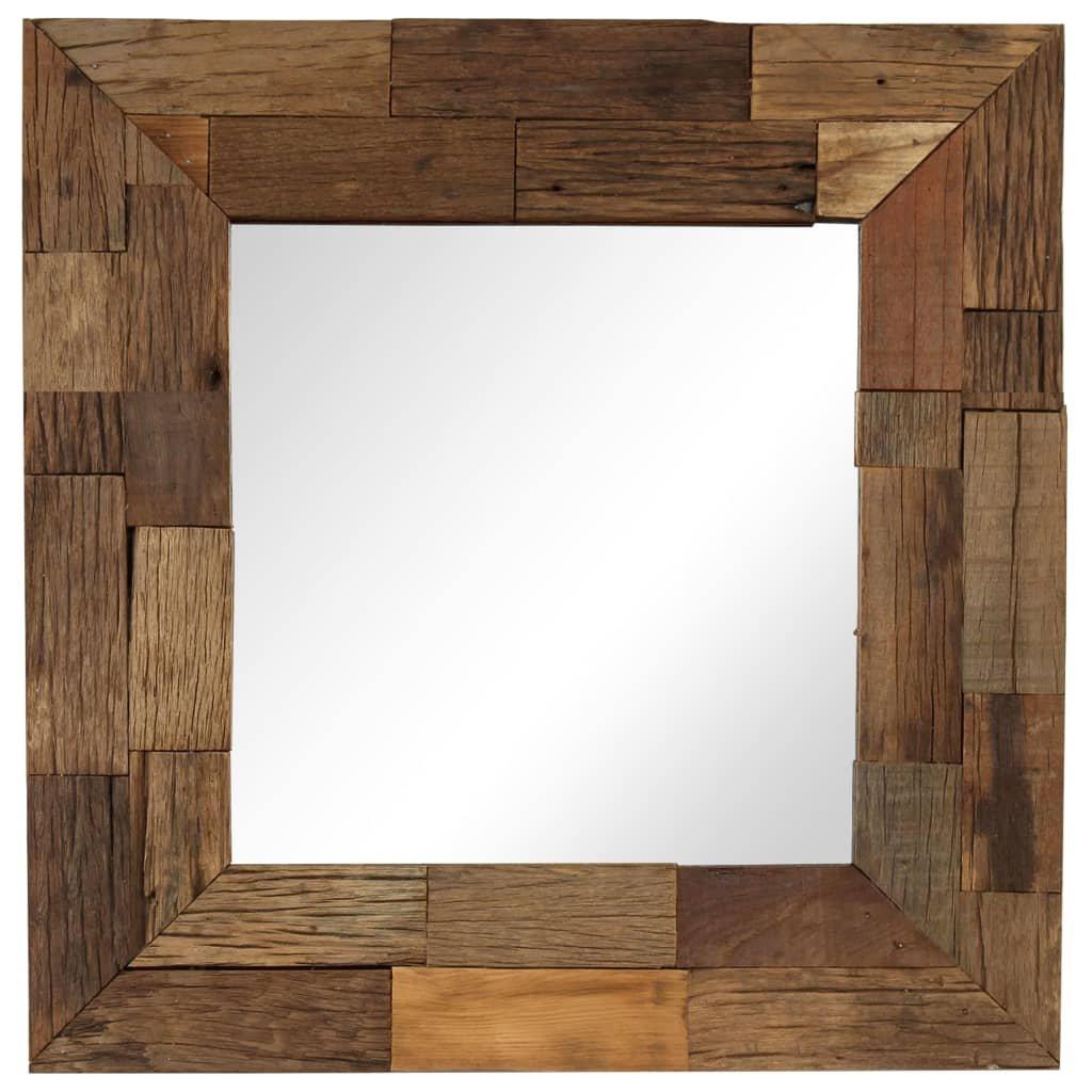 Mirror Solid Reclaimed Wood 50x50 cm