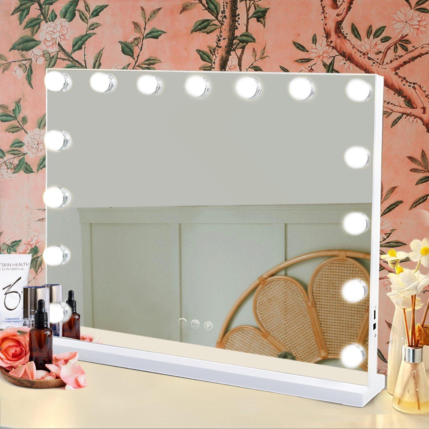 15 Dimmable LED USB charging Wall-Mounted Hollywood Vanity Mirror 58x48cm