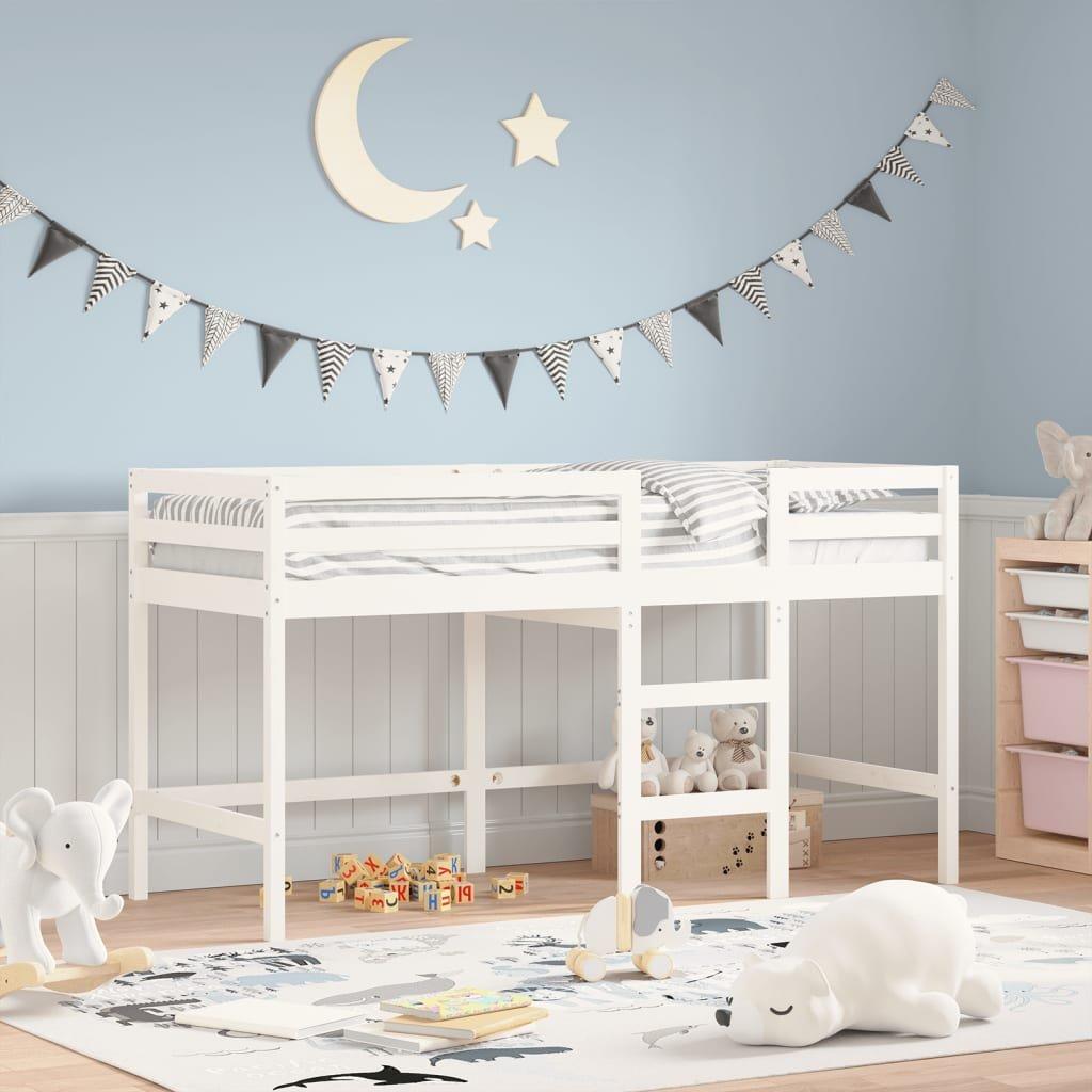 Kids' Loft Bed with Ladder White 90x190 cm Solid Wood Pine