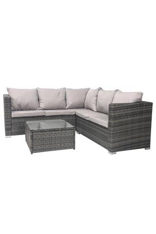 Product 5 Seater Rattan Corner Sofa Set, PE Rattan Garden Furniture Set with Coffee Table, Anti-UV Cushions for Indoor Outdoor - Grey Grey