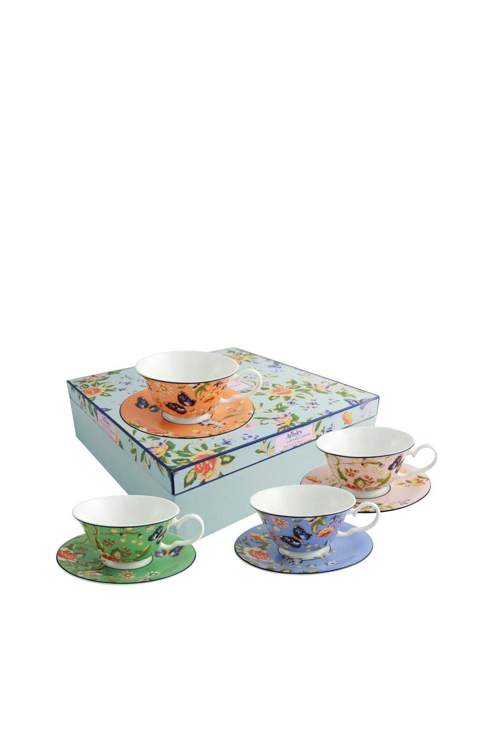 'Cottage Garden' Windsor Teacups & Saucers Set